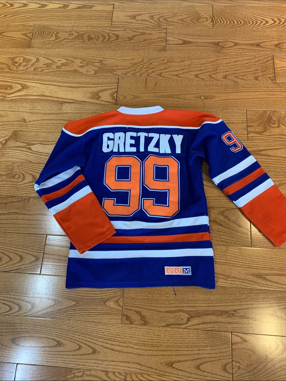 Gretzky Reebok Edmonton Oilers Royal Blue & Orange Captain Jersey size small